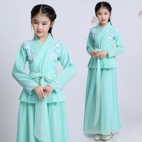 Chinese folk dance dress for girls hanfu mint green fairy princess ancient traditional stage performance anime drama cosplay robes dres
